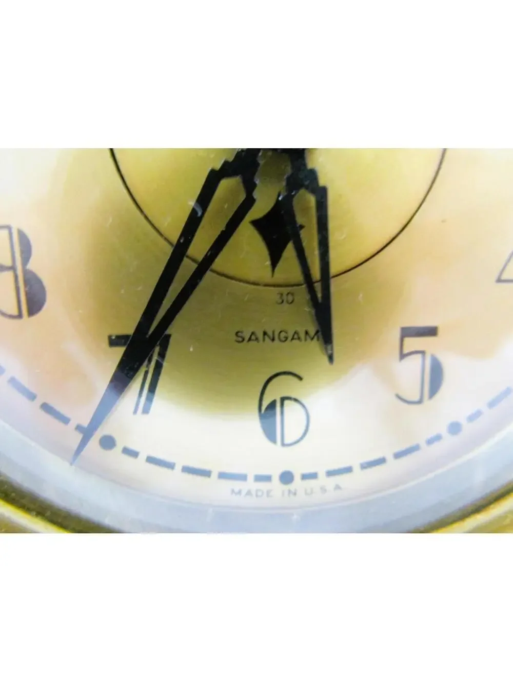 1930s Art Deco Sangamo Brown with Gold Accent Electric Clock